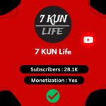 Buy YouTube Channel - 7 KUN Life, 28K Subscribers, Monetization Ready