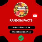 Buy YouTube Channel - RANDOM FACTS, 2.7K Subscribers, Monetization Ready