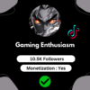 Buy Monetized TikTok Account with 10K Followers, Creator Rewards, Gaming & Live Enabled