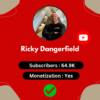 Buy YouTube Channel – Ricky Dangerfield with 64.3K Subscribers – Fully Monetized
